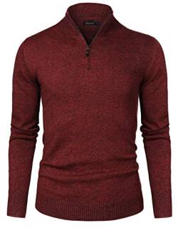 Sykooria Pullover Herren Stehkragen 1/4 Half Zip Arbeitspullover Baumwolle Rollkragenpullover Stretch Winterpullover Herbst Winter Langarm Poloshirt Sweater von Sykooria