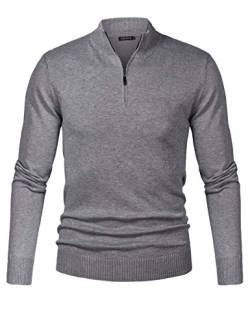 Sykooria Pullover Herren Stehkragen 1/4 Half Zip Arbeitspullover Baumwolle Rollkragenpullover Stretch Winterpullover Herbst Winter Langarm Poloshirt Sweater von Sykooria