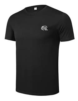 Sykooria Tshirt Herren Kurzarm Sportshirt Herren Slim Fit Trainingsshirt Laufshirt Kurzarm Schnelltrocknend Atmungsaktiv Schwarz S, AMM00165_B_S von Sykooria