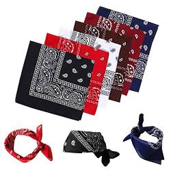 Bandana Kopftuch ,6 Farben 100% Baumwolle Neckerchief Paisley Muster,6er Halstuch Biker Nikki Tuch Haar Schal Vierecktuch für Damen und Herren von Sylanda