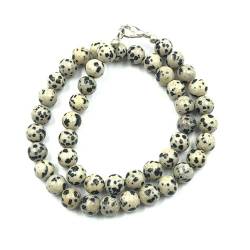 AAA Qualität Natürliche Dalmatiner-Jaspis 6mm runde Perlen Edelstein Halskette für Frauen | Chakra Heilungskette | Handgefertigte Halskette für Männer | Dalmatiner-Jaspis Halskette | 18 Zoll Halskette von Sylph Gems