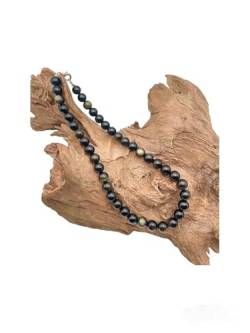 AAA Qualität Natürliche Goldener Obsidian 6mm runde Perlen Edelstein Halskette für Frauen | Chakra Heilungskette | Handgefertigte Halskette für Männer | Goldener Obsidian Halskette | 22 Zoll Halskette von Sylph Gems