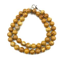 AAA Qualität Natürliche Kameljaspis 10mm runde Perlen Edelstein Halskette für Frauen | Chakra Heilungskette | Handgefertigte Halskette für Männer | Kameljaspis Halskette | 20 Zoll Halskette von Sylph Gems