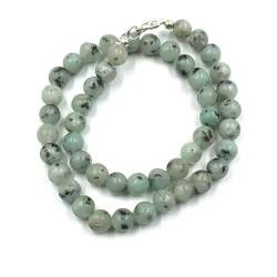 AAA Qualität Natürliche Kiwi-Jaspis 10mm runde Perlen Edelstein Halskette für Frauen | Chakra Heilungskette | Handgefertigte Halskette für Männer | Kiwi-Jaspis Halskette | 20 Zoll Halskette von Sylph Gems