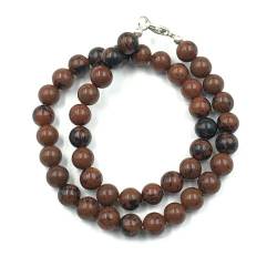 AAA Qualität Natürliche Mahagoni-Jaspis 8mm runde Perlen Edelstein Halskette für Frauen | Chakra Heilungskette | Handgefertigte Halskette für Männer | Mahagoni-Jaspis Halskette | 20 Zoll Halskette von Sylph Gems