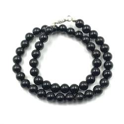 AAA Qualität Natürliche Schwarzer Onyx 8mm runde Perlen Edelstein Halskette für Frauen | Chakra Heilungskette | Handgefertigte Halskette für Männer | Schwarzer Onyx Halskette | 16 Zoll Halskette von Sylph Gems