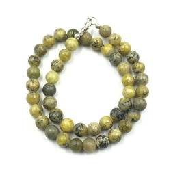 AAA Qualität Natürliche Serpentin 8mm runde Perlen Edelstein Halskette für Frauen | Chakra Heilungskette | Handgefertigte Halskette für Männer | Serpentin Halskette | 22 Zoll Halskette von Sylph Gems