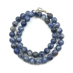 AAA Qualität Natürliche Sodalith 10mm runde Perlen Edelstein Halskette für Frauen | Chakra Heilungskette | Handgefertigte Halskette für Männer | Sodalith Halskette | 18 Zoll Halskette von Sylph Gems