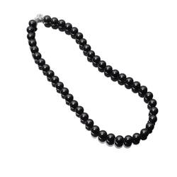 Natürliche Mattschwarzer Onyx 6mm runde Perlen Edelstein Halskette für Frauen | Chakra Heilungskette | Handgefertigte Halskette für Männer | Mattschwarzer Onyx Halskette | 22 Zoll Halskette von Sylph Gems