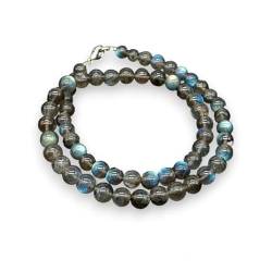 Sylph Gems AAA Qualität Natürliche Labradorit 6mm runde Perlen Edelstein Halskette für Frauen | Chakra Heilungskette | Handgefertigte Halskette für Männer | Labradorit Halskette | 16 Zoll Halskette von Sylph Gems