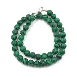 Sylph Gems AAA Qualität Natürliche Melachit 8mm runde Perlen Edelstein Halskette für Frauen | Chakra Heilungskette | Handgefertigte Halskette für Männer | Melachit Halskette | 16 Zoll Halskette von Sylph Gems