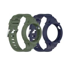 Sylphicryst Armband (mit Hülle) kompatibel mit vivo watch3/iQOO watch,verstellbare Ersatz-Sporthülle (mit Band),wasser- und schweißbeständig,Dunkelgrün+Grau von Sylphicryst