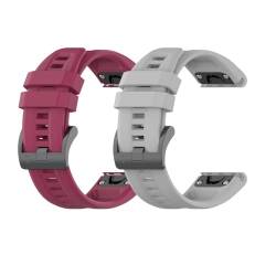 Sylphicryst-Armband Kompatibel mit 20 MM breite Smartwatch,Schnellverschluss silicone Band für Männer und Frauen,Wasser- und schweißbeständig,Burgund+Grau von Sylphicryst
