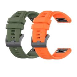 Sylphicryst-Armband Kompatibel mit 20 MM breite Smartwatch,Schnellverschluss silicone Band für Männer und Frauen,Wasser- und schweißbeständig,Dunkelgrün+Orange von Sylphicryst