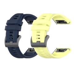 Sylphicryst-Armband Kompatibel mit 20 MM breite Smartwatch,Schnellverschluss silicone Band für Männer und Frauen,Wasser- und schweißbeständig,Mitternachtsblau+Gelb von Sylphicryst