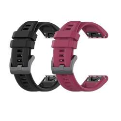 Sylphicryst-Armband Kompatibel mit 20 MM breite Smartwatch,Schnellverschluss silicone Band für Männer und Frauen,Wasser- und schweißbeständig,Schwarz+Burgunderrot von Sylphicryst