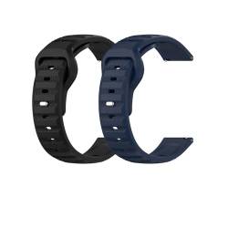 Sylphicryst-Armband Kompatibel mit 20 MM breite Smartwatch,Schnellverschluss silicone Band für Männer und Frauen,Wasser- und schweißbeständig,Schwarz+Mitternachtsblau von Sylphicryst
