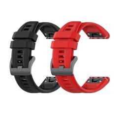 Sylphicryst-Armband Kompatibel mit 20 MM breite Smartwatch,Schnellverschluss silicone Band für Männer und Frauen,Wasser- und schweißbeständig,Schwarz+Rot von Sylphicryst