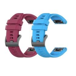 Sylphicryst-Armband Kompatibel mit 22 MM breite Smartwatch,Schnellverschluss silicone Band für Männer und Frauen,Wasser- und schweißbeständig,Burgund+Himmelblau von Sylphicryst