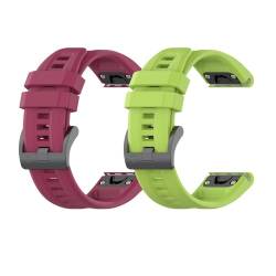 Sylphicryst-Armband Kompatibel mit 22 MM breite Smartwatch,Schnellverschluss silicone Band für Männer und Frauen,Wasser- und schweißbeständig,Burgund+Lindgrün von Sylphicryst
