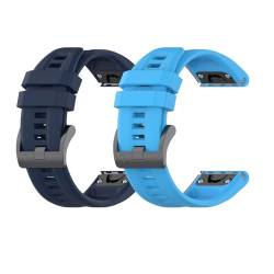 Sylphicryst-Armband Kompatibel mit 22 MM breite Smartwatch,Schnellverschluss silicone Band für Männer und Frauen,Wasser- und schweißbeständig,Mitternachtsblau+Himmelblau von Sylphicryst