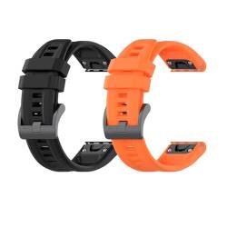 Sylphicryst-Armband Kompatibel mit 22 MM breite Smartwatch,Schnellverschluss silicone Band für Männer und Frauen,Wasser- und schweißbeständig,Schwarz+Orange von Sylphicryst