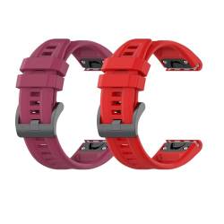 Sylphicryst-Armband Kompatibel mit 26 MM breite Smartwatch,Schnellverschluss silicone Band für Männer und Frauen,Wasser- und schweißbeständig,Burgund+Rot von Sylphicryst