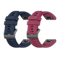 Sylphicryst-Armband Kompatibel mit 26 MM breite Smartwatch,Schnellverschluss silicone Band für Männer und Frauen,Wasser- und schweißbeständig,Mitternachtsblau+Burgunderrot von Sylphicryst