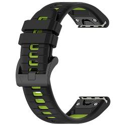 Sylphicryst-Armband Kompatibel mit Smartwatch 22MM,Garmin Quatix7 pro,Schnellverschluss silicone Band für Männer und Frauen,Wasser- und schweißbeständig,Schwarz+Grün von Sylphicryst