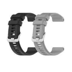 Sylphicryst Armband Kompatibel mit smartwatch 22MM,Garmin Descent G1,Schnellspanner Silikon Verstellbare Sportarmbänder,wasserdichtes schweißfestes Armband,Schwarz+Grau von Sylphicryst