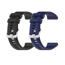 Sylphicryst Armband Kompatibel mit smartwatch 22MM,Garmin Descent G1,Schnellspanner Silikon Verstellbare Sportarmbänder,wasserdichtes schweißfestes Armband,Schwarz+Mitternachtsblau von Sylphicryst