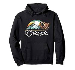 Colorado Retro Roaring Bear 80's Style Mountains Graphic Pullover Hoodie von Symbiosis Supply Co.