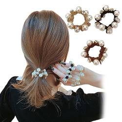 Perlen Haargummis, 3 Stück Elastische Haarbänder Haarschmuck, Perlen Pferdeschwanz Halter Bunt Haargummi für Damen Mädchen (3 Farben) von Symphonyw