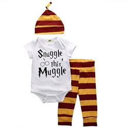 Symphonyw Baby Jungen Mädchen Snuggle This Muggle Body und gestreifte Hose Outfit mit Hut von Symphonyw