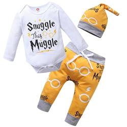 Symphonyw Baby Jungen Mädchen Snuggle This Muggle Body und gestreifte Hose Outfit mit Hut von Symphonyw