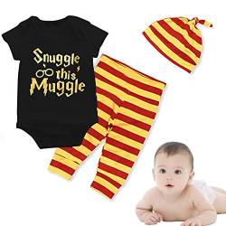 Symphonyw Muggle Baby Jungen Mädchen Snuggle Kleidung Muggle gestreifte Kleidung Outfit mit Hut von Symphonyw