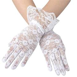 Symphonyw Spitzen-Handschuhe, kurze Blumen-Spitzenhandschuhe, sexy, für Frühling und Sommer, UV-Sonnenschutz, dünne Handschuhe für Frauen und Mädchen von Symphonyw