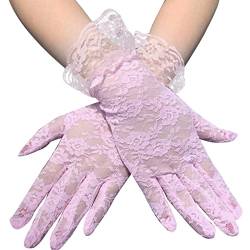 Symphonyw Spitzen-Handschuhe, kurze Blumen-Spitzenhandschuhe, sexy, für Frühling und Sommer, UV-Sonnenschutz, dünne Handschuhe für Frauen und Mädchen von Symphonyw