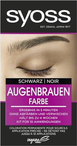 Syoss Augenbrauen Kit Augenbrauenfarbe 1–1 Schwarz Stufe 3 (17 ml), Augenbrauen färben für einen natürlichen Look und ein langanhaltendes Ergebnis von Syoss