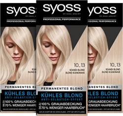 Syoss Color Coloration 10_13 Scandi Blond Stufe 3 (3 x 115 ml), Haarfarbe mit Anti-Gelbstich-Effekt für kühles Blond, 70 % weniger Haarbruch* von Syoss