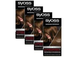 Syoss Color Coloration 5_8 Haselnuss Stufe 3 (4 x 115 ml), permanente Haarfarbe für bis zu 10 Wochen Farbintensität und 70% weniger Haarbruch* von Syoss
