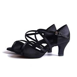 Syrads Damen Ballsaal Latein Tanzschuhe Salsa Tango Bachata Indoor Tanzschuhe für Hochzeit Abend Party,Schwarz,6cm Heel,36 EU von Syrads