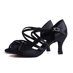 Syrads Damen Ballsaal Latein Tanzschuhe Salsa Tango Bachata Indoor Tanzschuhe für Hochzeit Abend Party,Schwarz,7.5cm Heel,38 EU von Syrads