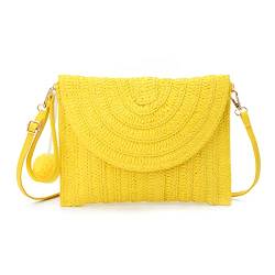 Syrads Damen Stroh Abend Clutch Geldbörse Sommer Strand Handtasche Stroh gewebte Umschlagtasche,Gelb C von Syrads