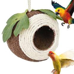 Kokosnuss-Vogelnesthütte | Kokosnusshaus für Vögel,Tragbares handgewebtes Vogelnest-Hamster-Hängehaus für Spatzen, Schwalben, Papageien, Sittiche und Sittiche Sysdisen von Sysdisen