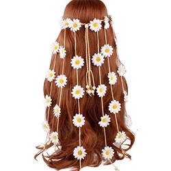 Sytaun Boho Frauen Sonnenblume Marguerite Quaste Stirnband Girlande Haar Styling Zubehör Chic Tiara Kann Geschenke Geben Weiß von Sytaun