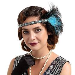 Sytaun Retro Frauen Pfau Feder Strass Stirnband Kopfbedeckung Party Haarschmuck Chic Tiara Kann Geschenke Geben Blau von Sytaun