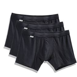 TBô Herren-Boxershorts aus Bambus, 3er-Pack, bequemste Bambus-Unterwäsche mit Ausbuchtungs-verstärkendem Beutel, Schwarz (10,2 cm), Small von T-BÔ