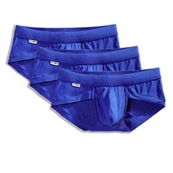 TBô Herren Slip 3er-Pack – TBô Die bequemste Bambus-Unterwäsche mit Ausbuchtung verstärkender Tasche, Blau, Small von T-BÔ