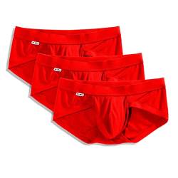 TBô Herren-Slip aus Bambus-Viskose, 3er-Pack, rot, Small von T-BÔ